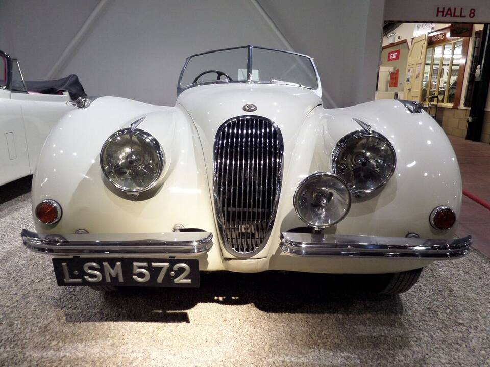 Representative 1949–50 early XK120 open two-seater, not the October 1948 show chassis; body material is not established.