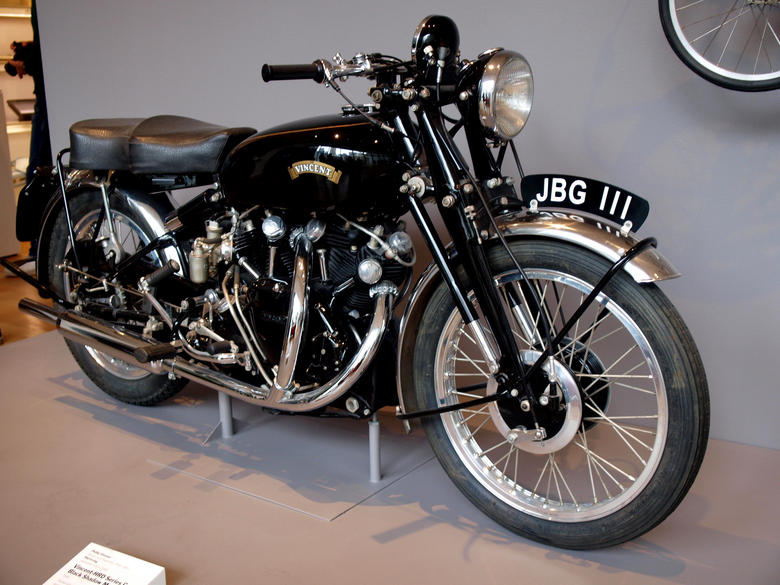The source explicitly identifies a Vincent-HRD Series C Black Shadow, but it does not establish that the photographed motorcycle was manufactured in 1948.