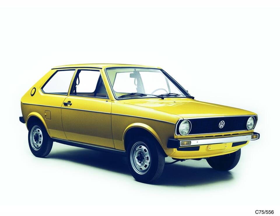 Volkswagen-sourced Polo I image labeled 1975–1981; correct first-generation body, but exact year and 0.9 trim are not established.
