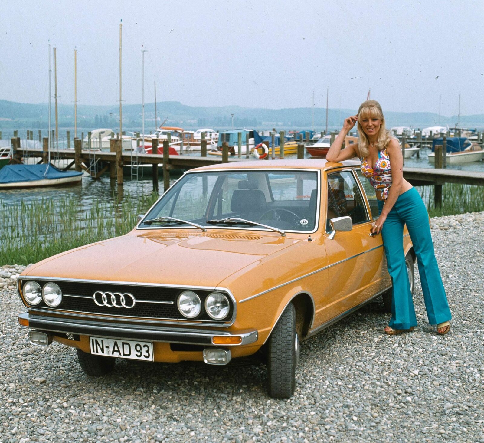 Exact Audi archive image labeled Audi 80 GL, model year 1973; the photographed car’s individual registration date is not claimed.