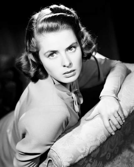 Ingrid Bergman in a 1941 black-and-white studio portrait photographed by Virgil Apger.
