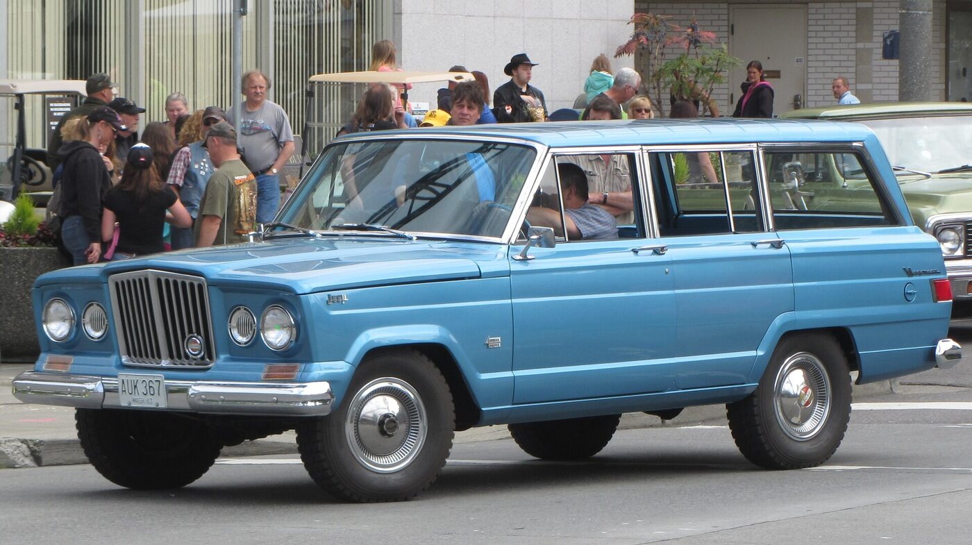 Correct early U.S. SJ launch-generation Wagoneer; source dates this vehicle to 1963–64.