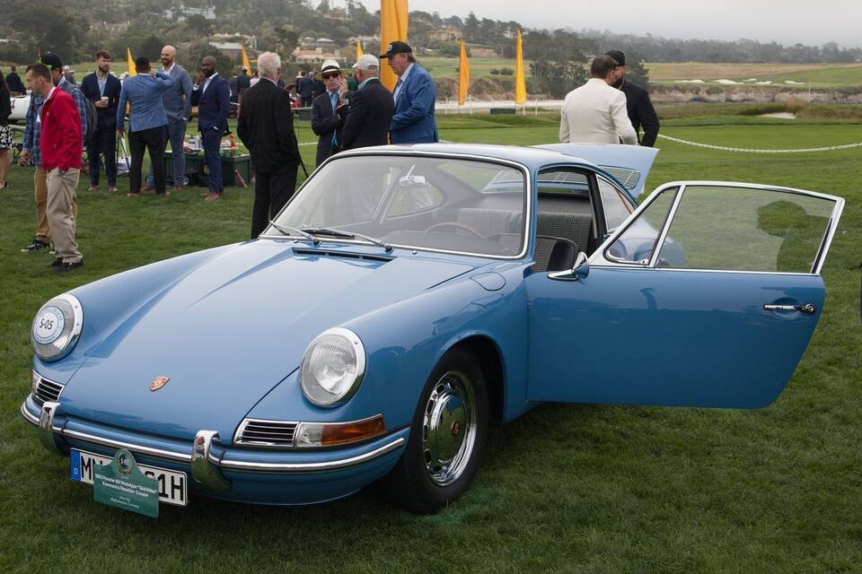 Exact 1963 Porsche 901 prototype Quickblau, number six of seven; photographed in 2023, not at the Frankfurt launch.