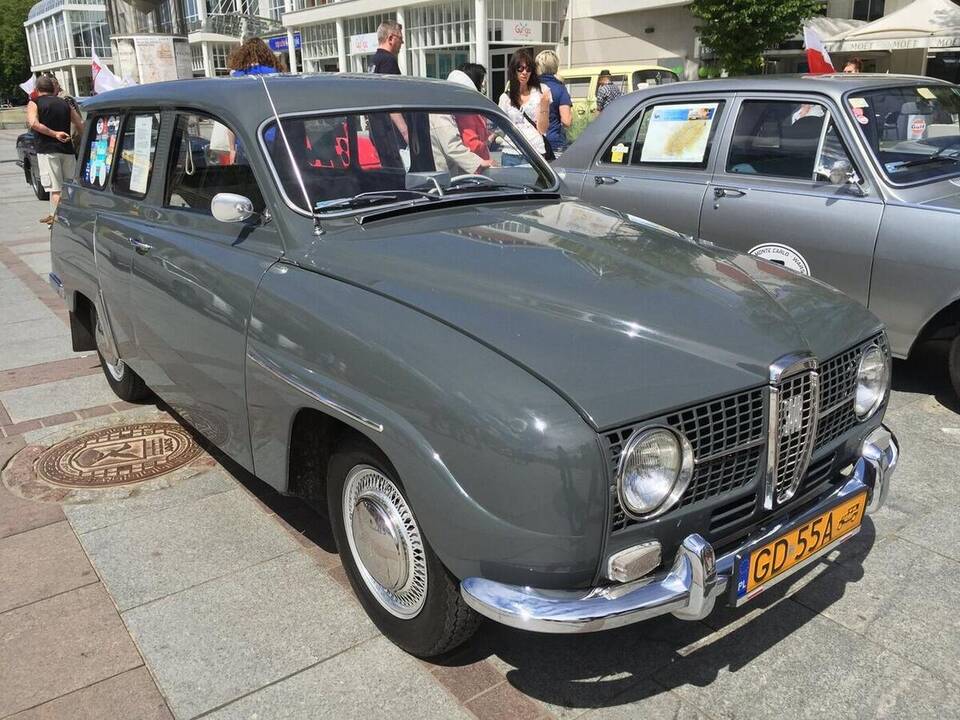 Exact 1966 two-stroke Saab 95 body and engine family, but U.S.-market Special equipment is not established by the file page.