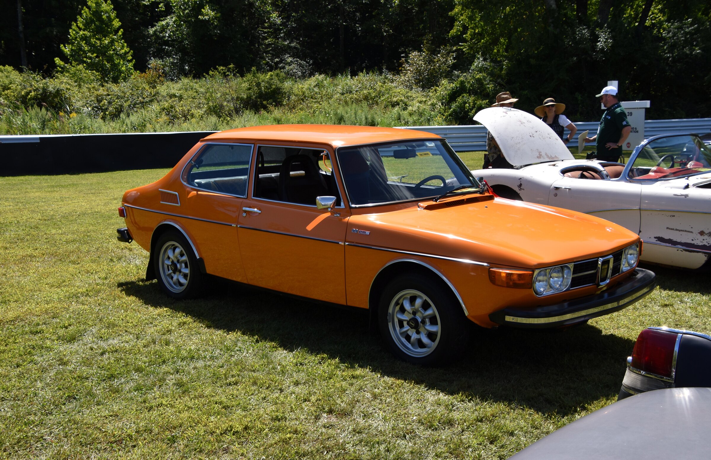 Representative two-door Saab 99 EMS documented as 1974 rather than the profile’s 1973 Swedish-market specification; the photograph does not establish market trim.